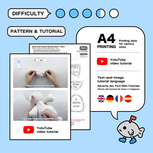 Anthro Furry Plush PDF Sewing Pattern + Tutorial | Basic Body DIY Fursona Template