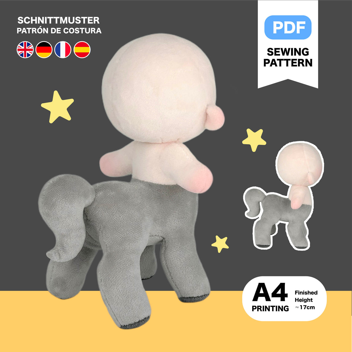 Chibi Centaur Plush Sewing Pattern & Tutorial