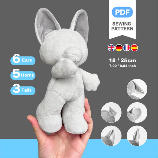 Straight‑legged Fursona Plush Sewing Pattern & Tutorial (18/25cm)