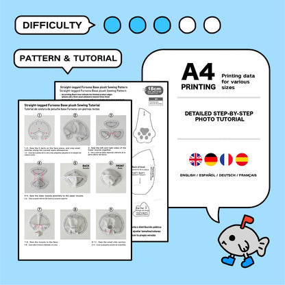 Straight‑legged Fursona Plush Sewing Pattern & Tutorial (18/25cm)