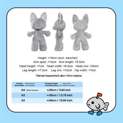 Straight‑legged Fursona Plush Sewing Pattern & Tutorial (18/25cm)