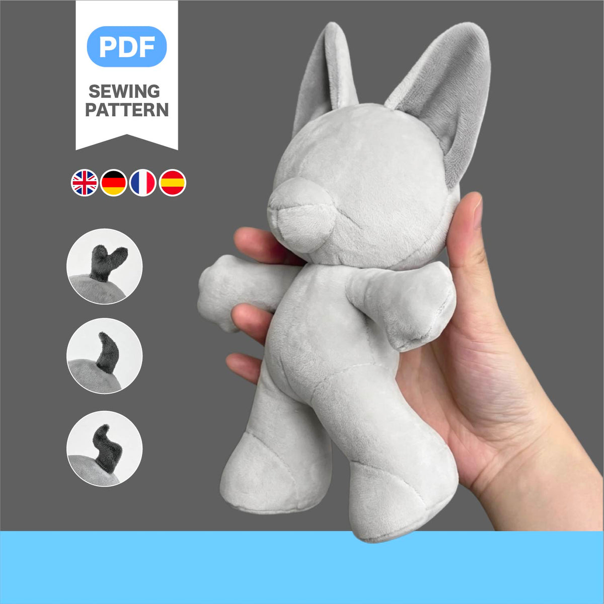 Straight‑legged Fursona Plush Sewing Pattern & Tutorial (18/25cm)