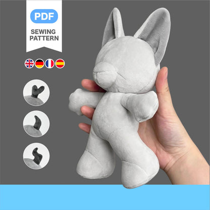 Straight‑legged Fursona Plush Sewing Pattern & Tutorial (18/25cm)