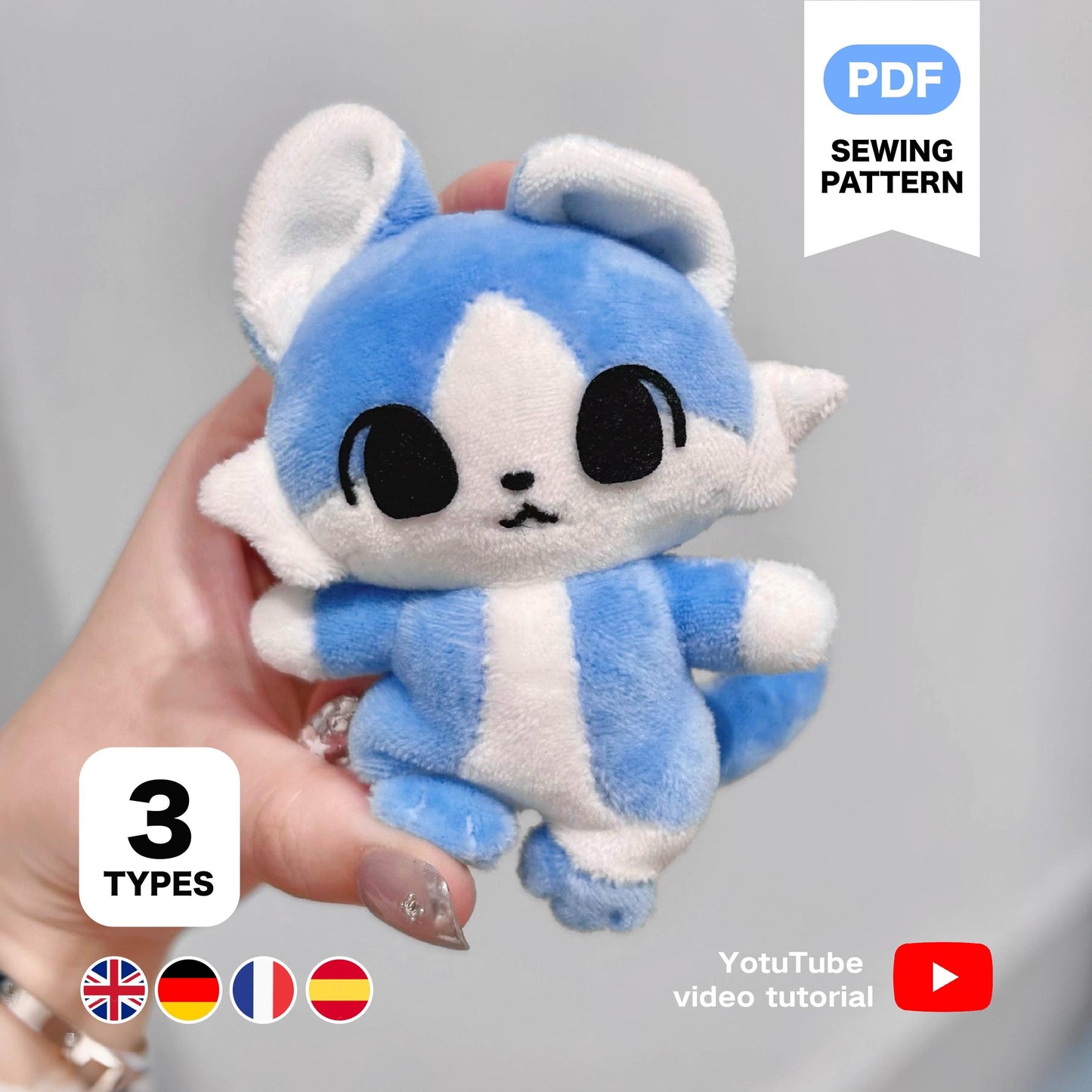 10cm Furry Pocket Fursona Plush Sewing Pattern & Tutorial