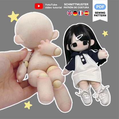 17cm Joint Plush Doll Sewing Pattern & Tutorial