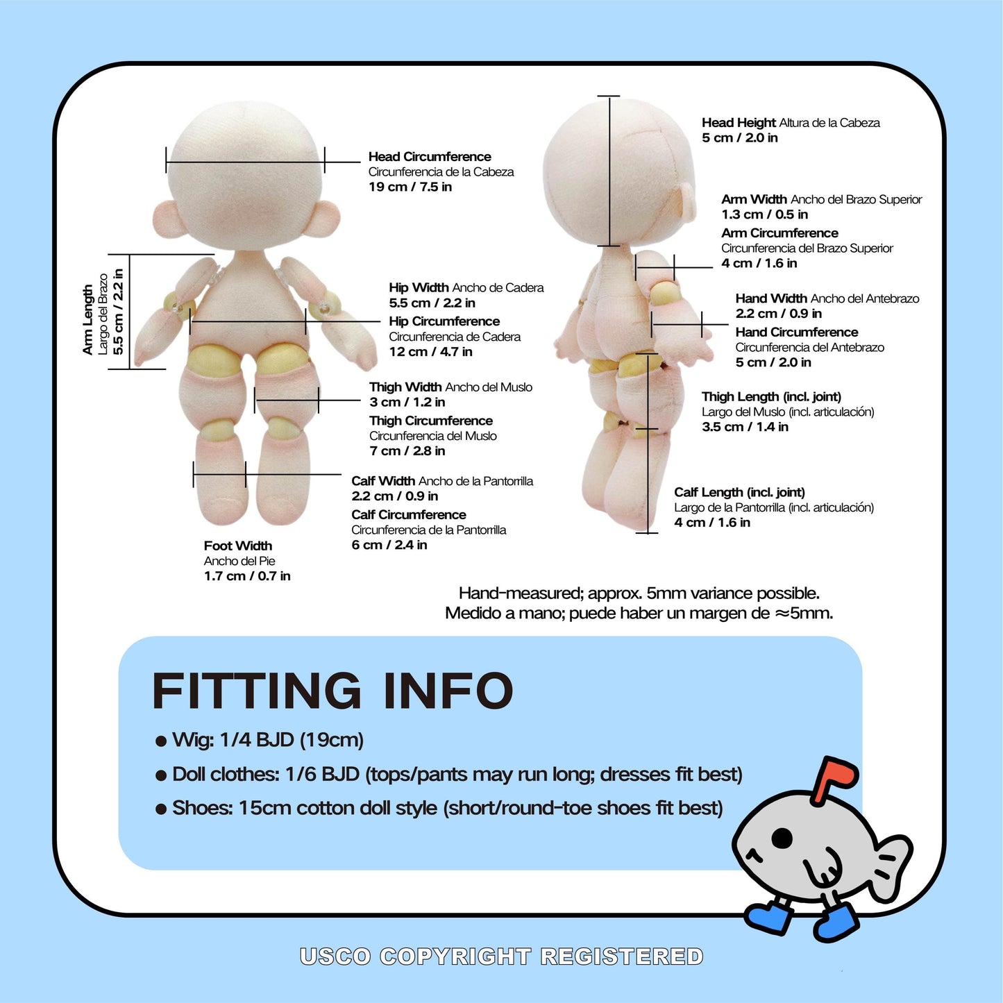 17cm Joint Plush Doll Sewing Pattern & Tutorial