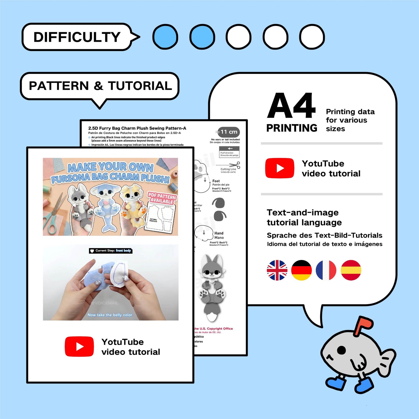 Fursona Bag Charm Plushie Sewing Pattern & Tutorial