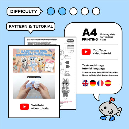 Fursona Bag Charm Plushie Sewing Pattern & Tutorial