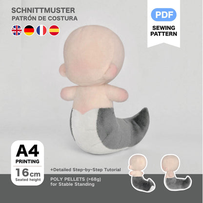 Chibi Snake-tailed Plush Sewing Pattern & Tutorial
