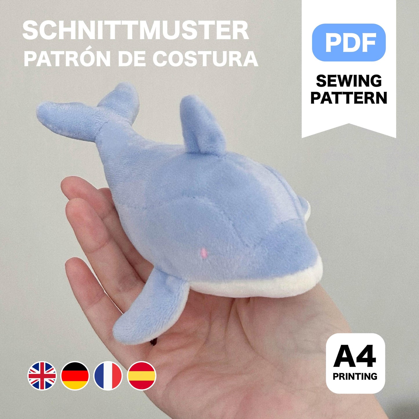 Dolphin Plush Sewing Pattern & Tutorial