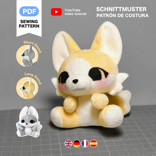 9cm sitzendes Fursona Furry Plüsch Nähmuster & Anleitung