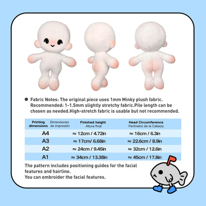 Jelly Bean Chibi Humanoid Plush Sewing Pattern & Tutorial