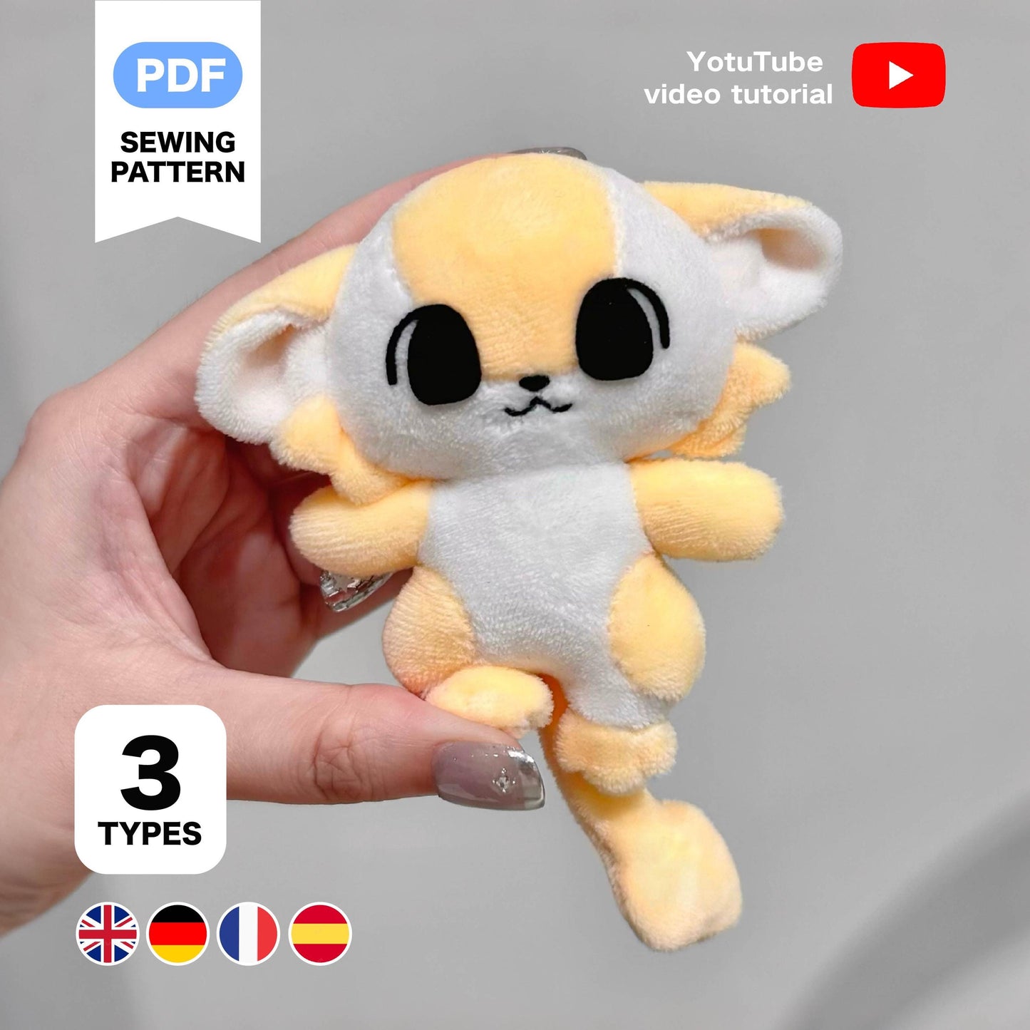 10cm Furry Pocket Fursona Plush Sewing Pattern & Tutorial
