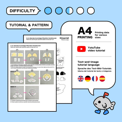9cm Sitting Fursona Furry Plush Sewing Pattern & Tutorial