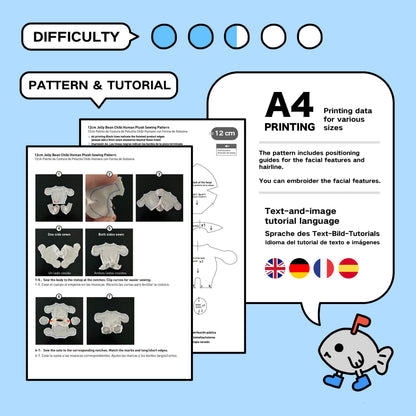Jelly Bean Chibi Humanoid Plush Sewing Pattern & Tutorial