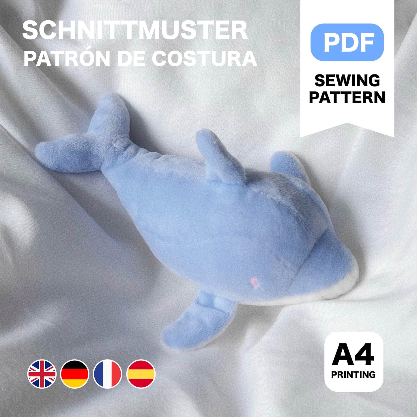 Dolphin Plush Sewing Pattern & Tutorial