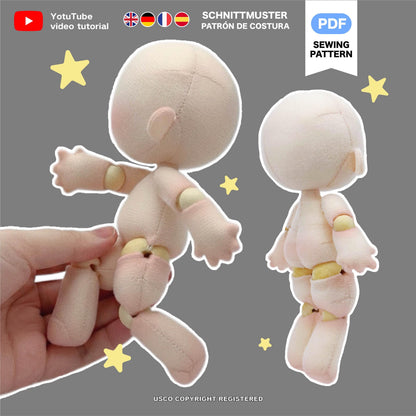 17cm Joint Plush Doll Sewing Pattern & Tutorial