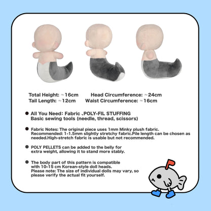 Chibi Snake-tailed Plush Sewing Pattern & Tutorial