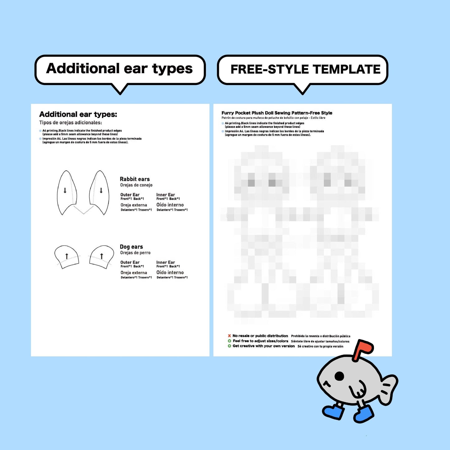 10cm Furry Pocket Fursona Plush Sewing Pattern & Tutorial