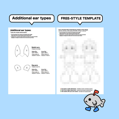 10cm Furry Pocket Fursona Plush Sewing Pattern & Tutorial