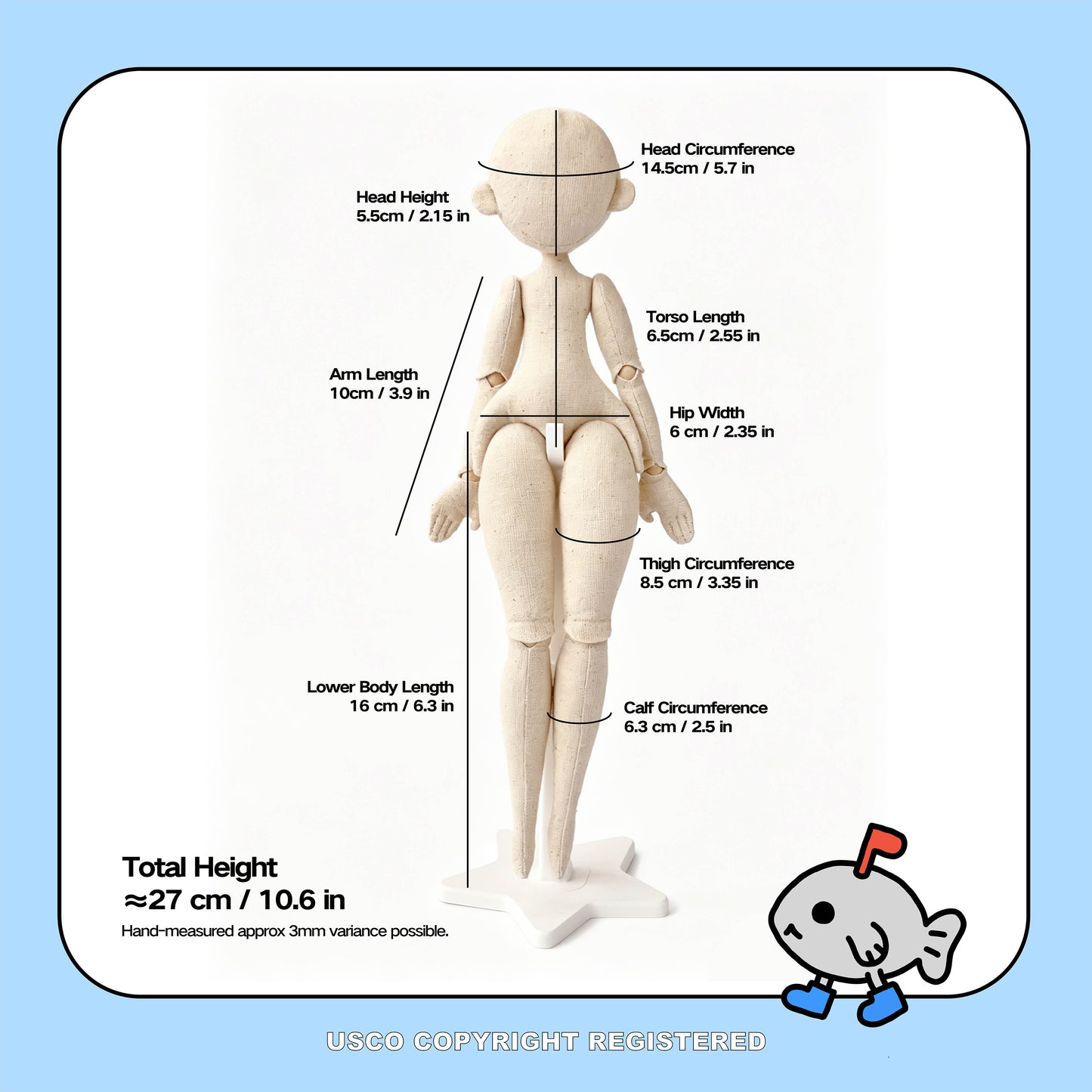 1/6 Scale Slim Body Joint Doll Sewing Pattern