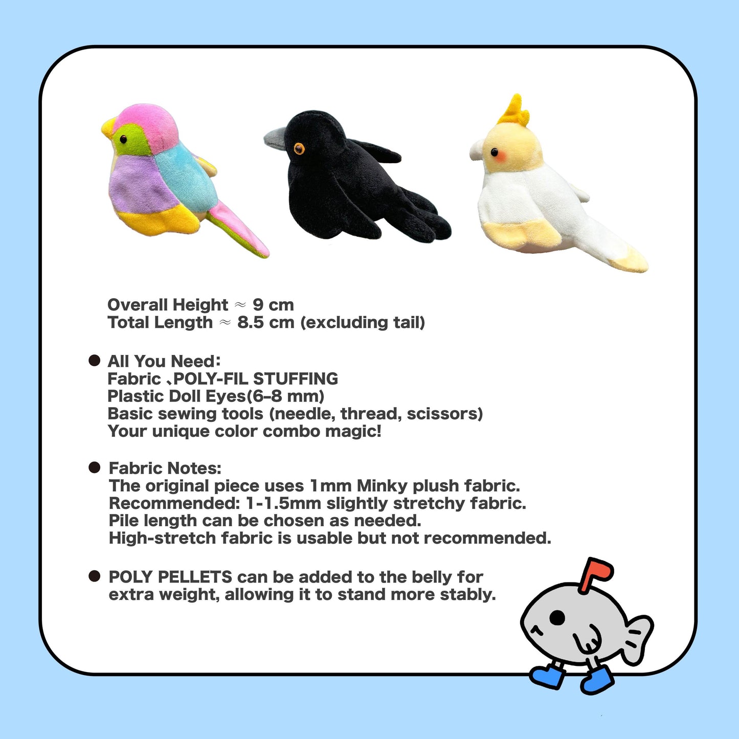 3 Types Of Birds Plush Sewing Pattern & Tutorial