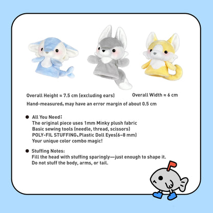 Furry Finger Puppet Fursona Plush Sewing Pattern & Tutorial