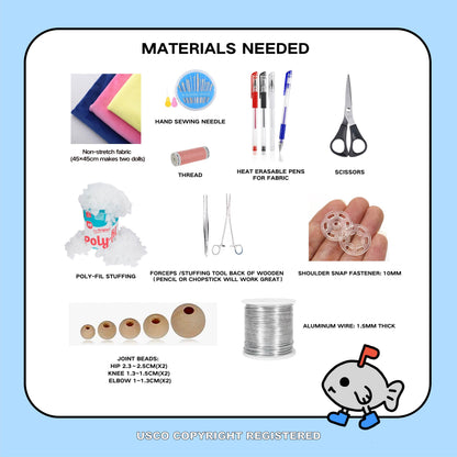 17cm Joint Plush Doll Sewing Pattern & Tutorial